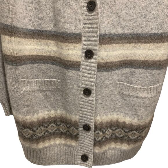 Gap Womens Fair Isle Lambswool Blend Long Sleeve Sweater Cardigan L Boho Pockets - Picture 3 of 7
